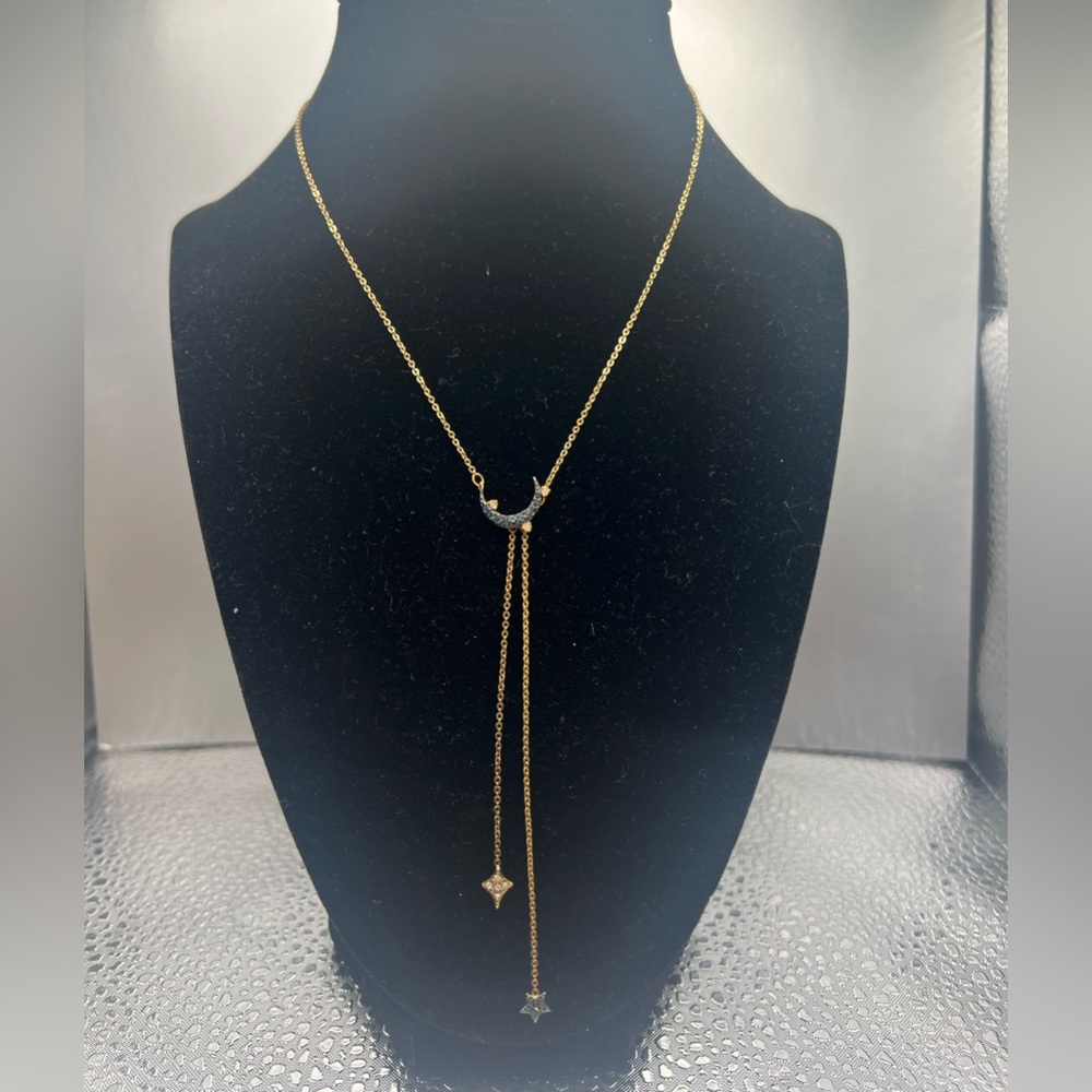 Swarovski Gold and Blue Crescent Necklace